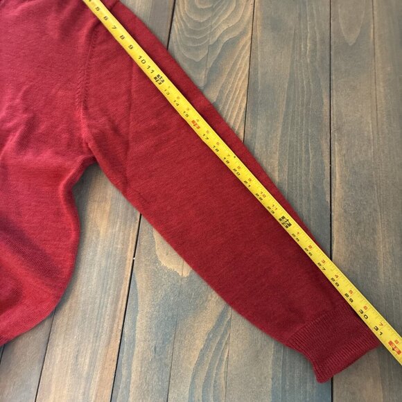 Brooks Brothers 346 100% Merino Wool Sweater Long Slv 1/4 Zip Red Mens XL (W8) - Picture 6 of 7